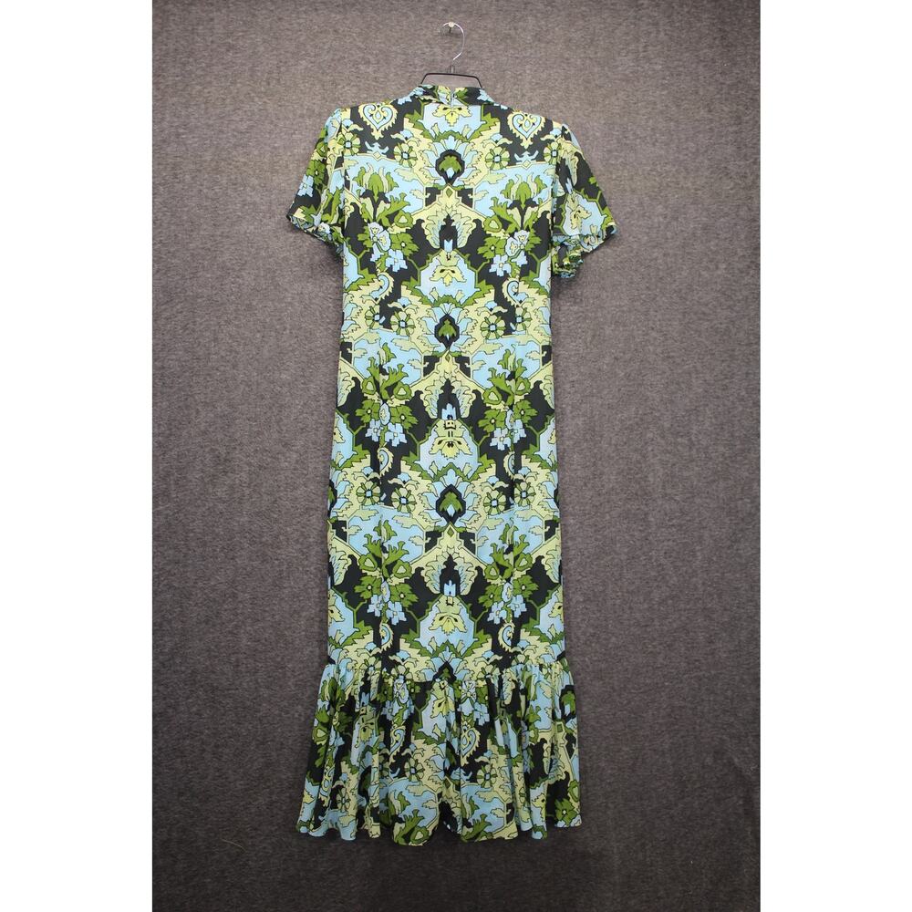 Cinq à Sept Midi Dress Damask Floral Tie Neck Ruched Size 8 - Picture 3 of 8